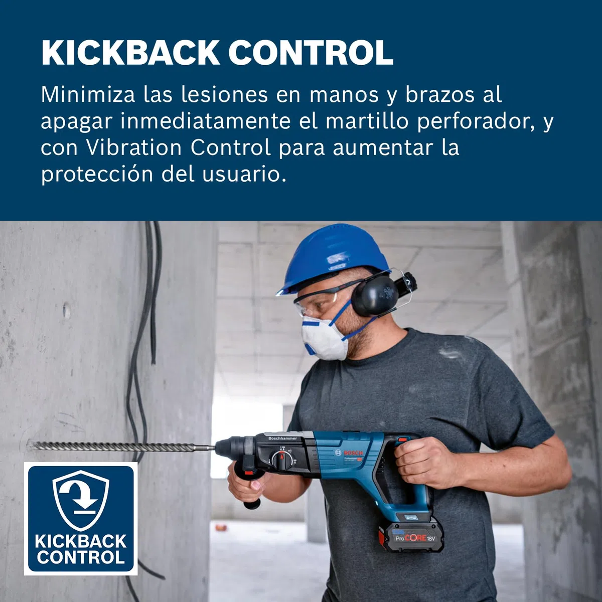 Bosch Professional 18V System martillo perforador a batería GBH 18V-28 D (KickBack Control, incl. paño de limpieza, empuñadura auxiliar, calibre de profundidad, bandeja, XL-BOXX, sin batería/cargador)
