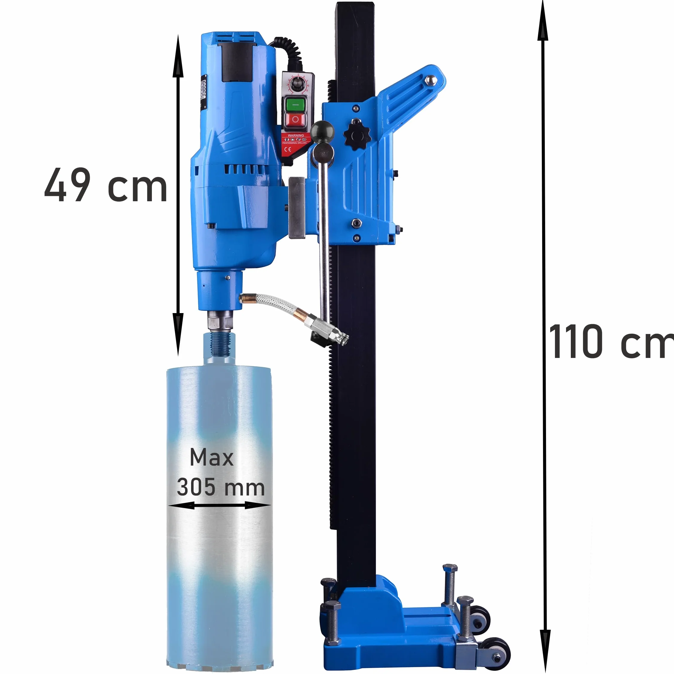 STAKO Broca de núcleo profesional máx. Ø305 mm potente motor 4350 - soporte de núcleo - taladros de diamante para hormigón 0-760 rpm - unidad de perforación central PRCD