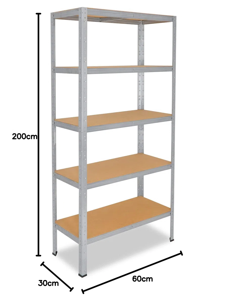 shelfplaza Home 200x60x30 cm Estantería Pesada en galvanizada con 5 baldas y 175 kg de Capacidad de Carga por balda