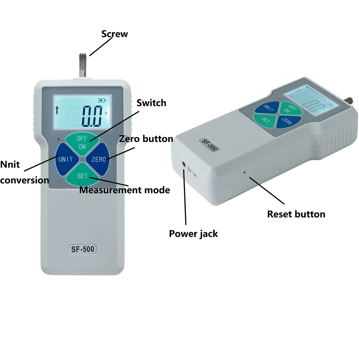 Beslands Medidor de Fuerza Push-pull, SF-500 Dinamometro Digital 500N LCD Escala del Probador de Fuerza, Alta Sensibilidad y Precisión