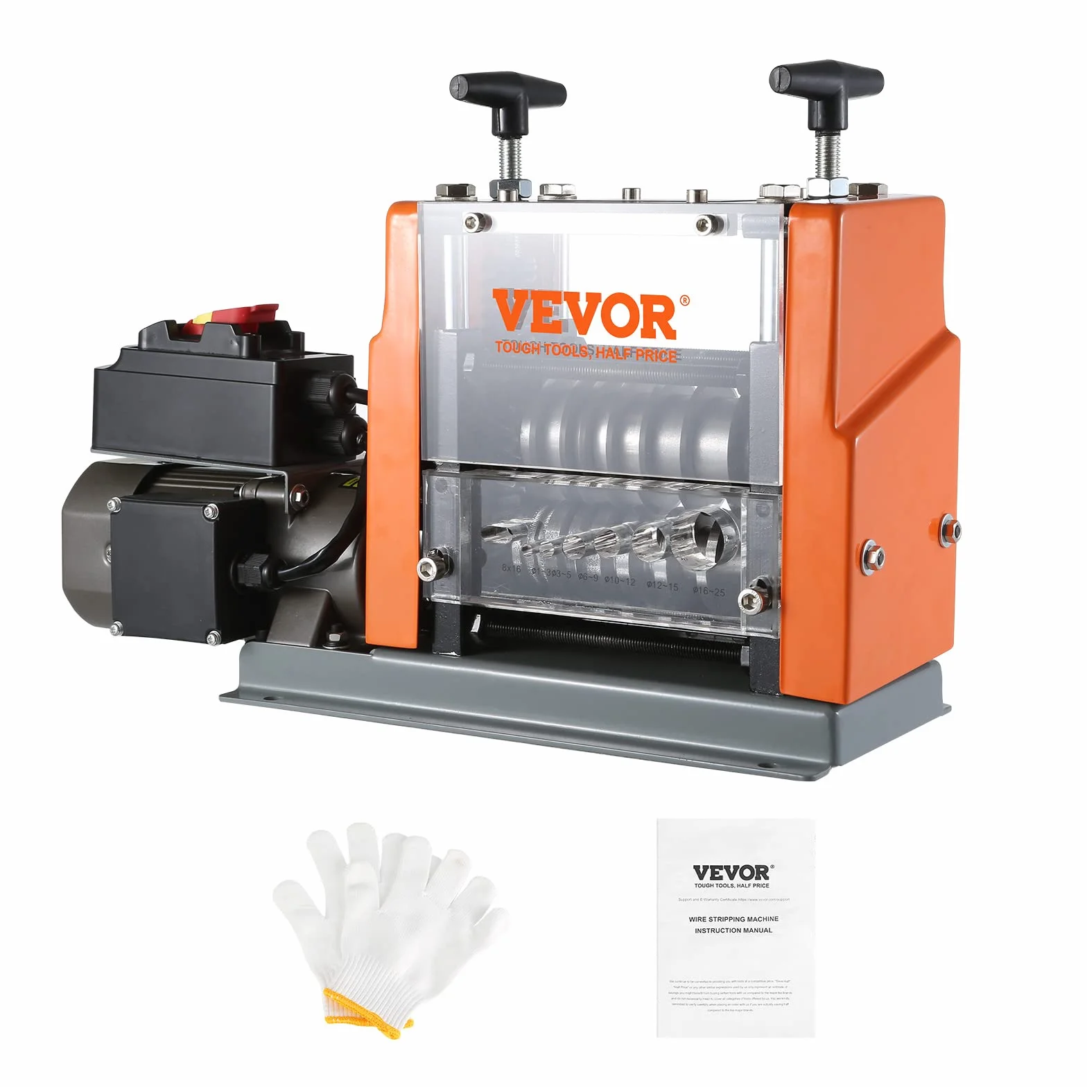 VEVOR Máquina Pelacables Automática de Hierro Fundido 60 W Pelacables Eléctrico Motorizado de 1,5-25 mm Pelacables con Referencia de Profundidad de Pelado Visible, 6 Canales Redondos y 1 Canal Plano