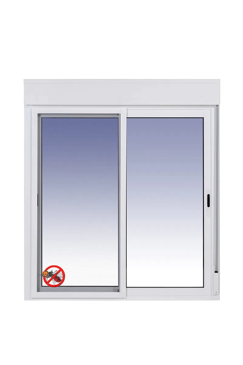 Ventanastock Ventana Aluminio 1000x1155 Corredera Con Persiana de PVC 2 hojas con Mosquitera