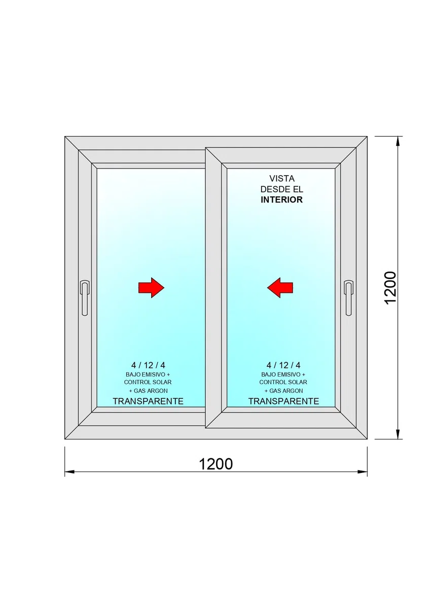 Ventanastock Ventana PVC 1200x1200 Corredera 2 hojas