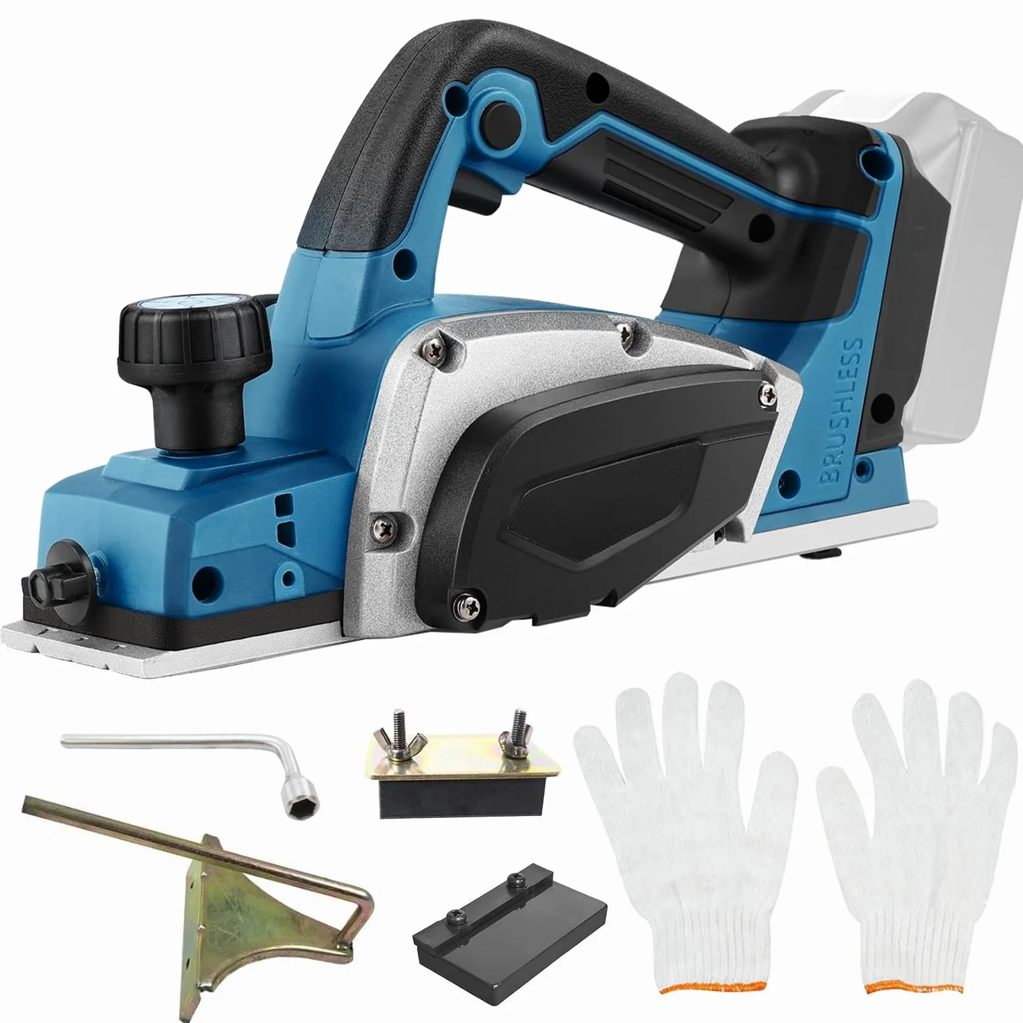 Cepillo eléctrico para madera, cepillo inalámbrico compatible con Makita 18 V batería, 15000 rpm cepilladora para trabajar la madera de puertas y muebles de casa (sin batería ni cargador)