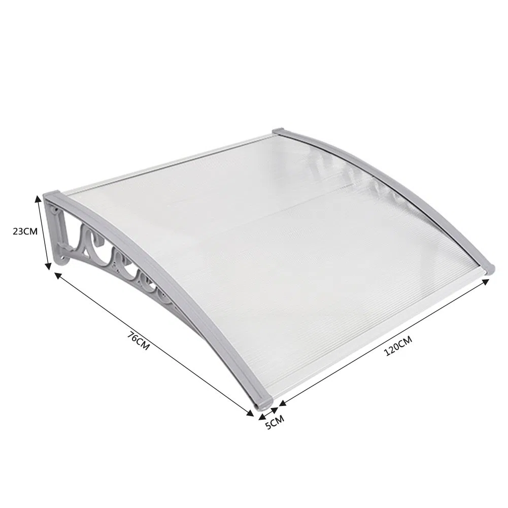 Marquesina para Puerta de Entrada WOD, Plástico, Aluminio, Arco de Escritorio, Transparente, Toldos para Ventanas (80x120cm)
