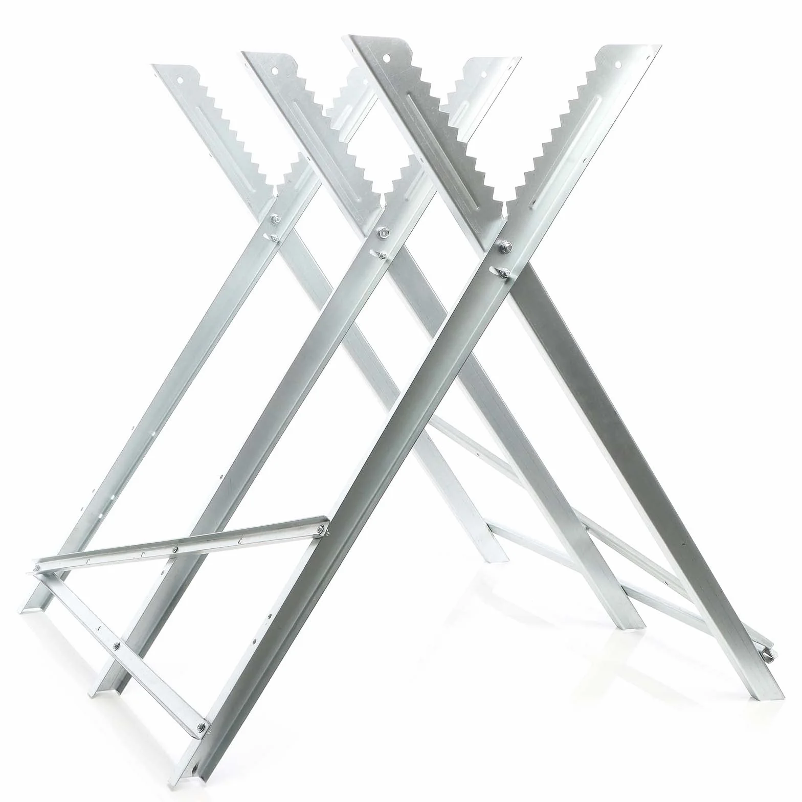 Wiltec Caballete de sierra plegable 3 soportes galvanizado troncos motosierra cortar leña 100 kg