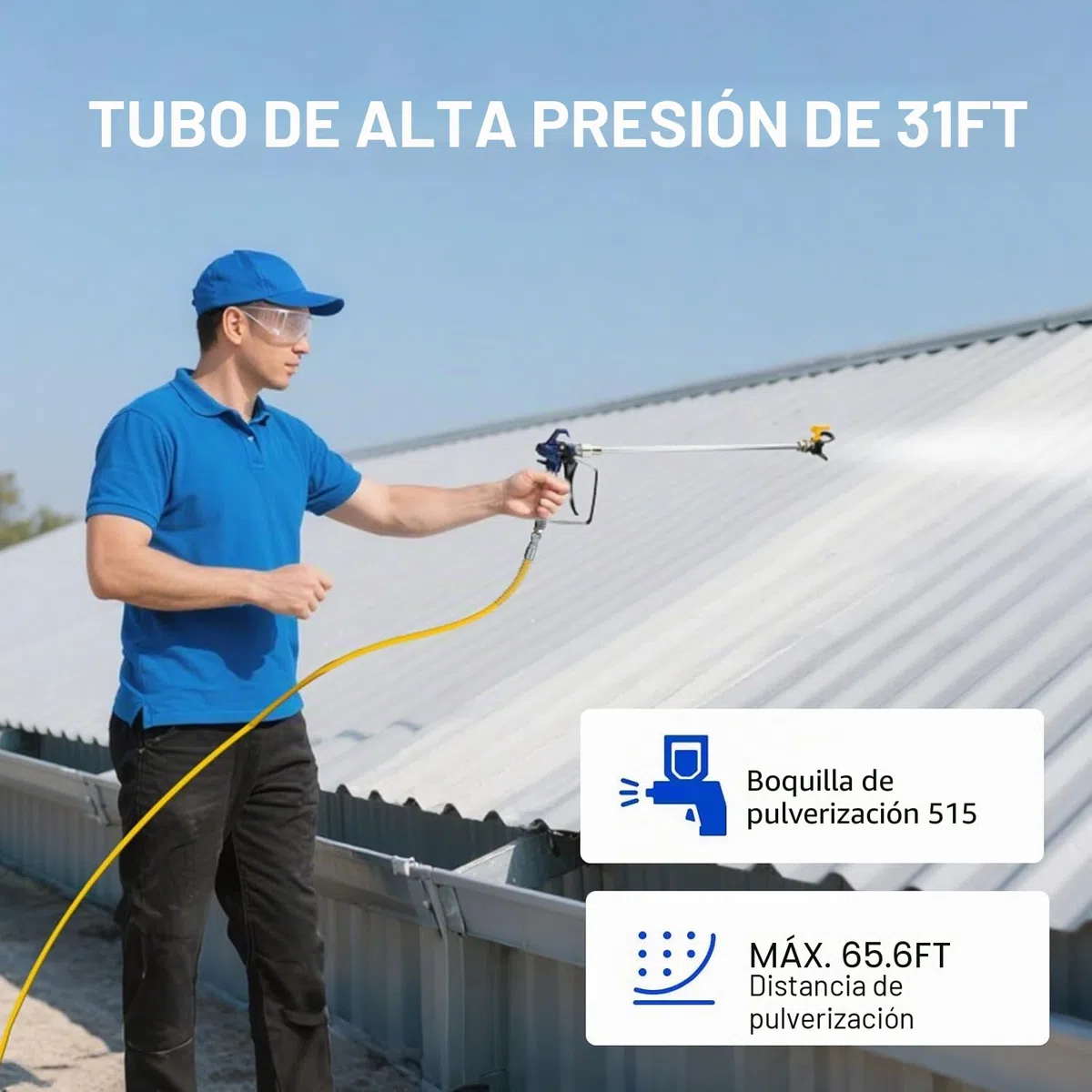 Pulverizador de Pintura sin Aire para Pintar Casas,máquina de Pintura eléctrica de Alta eficiencia, sin Necesidad de diluir, para cercas Exteriores de Casas (Pulverizador de Pintura sin Aire)