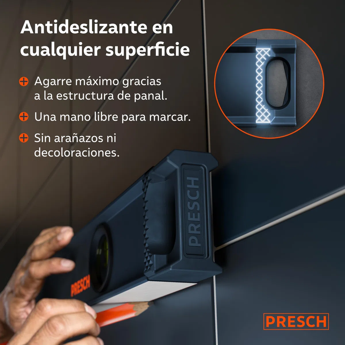 Presch Juego de Niveles Magnéticos 3 pzs. - 40cm, 60cm y 100cm - Ampolla irrompible con pendiente 2% - Ventana de lectura vertical - Tapones antideslizantes innovadores - Niveles de burbuja