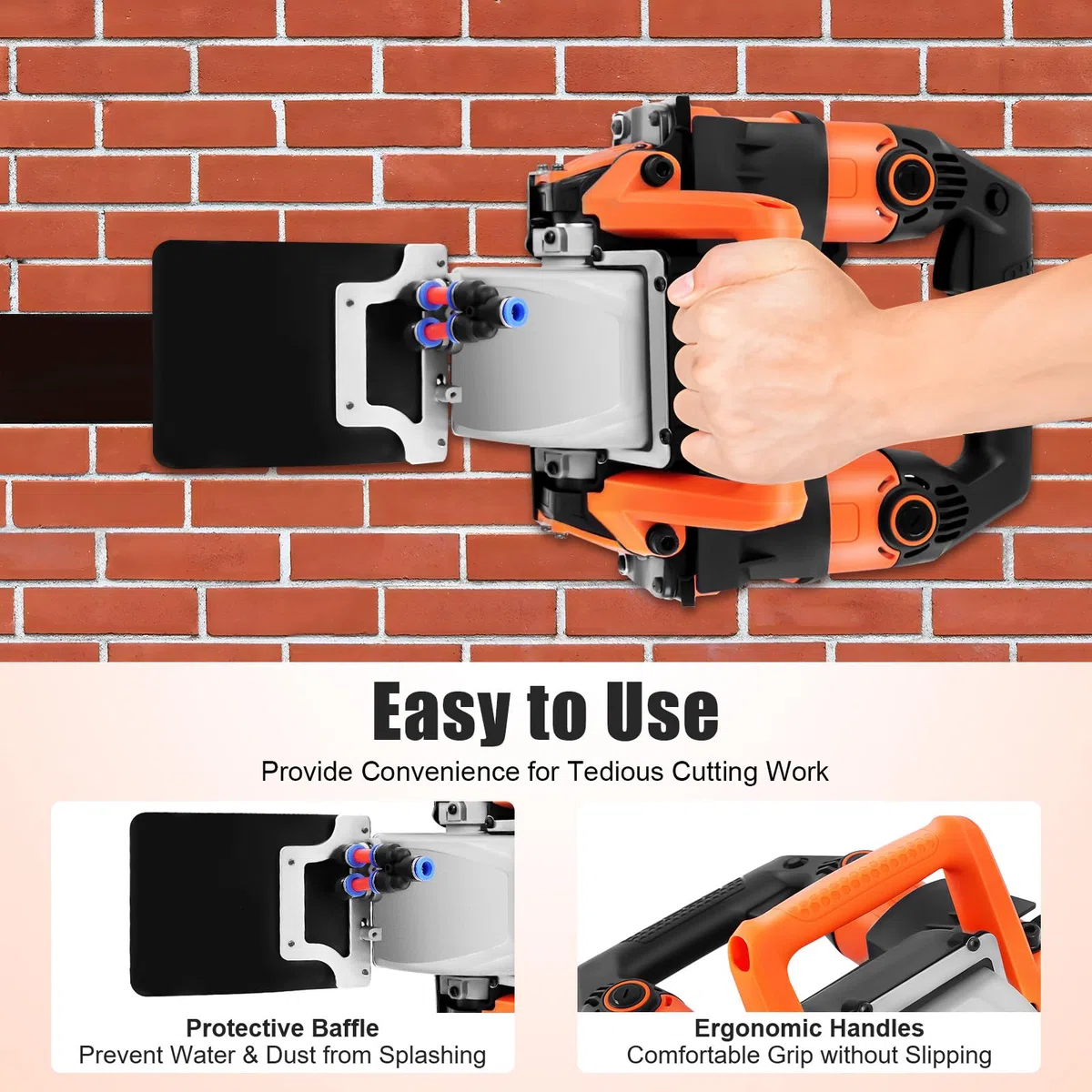 Ranuradora Pared 5200W, 220V 50Hz Máquina Ranuradora de Pared Eléctrica 10500r/MIN Rozadoras Eléctricas, Máquina Cortadora de Paredes, Profundidad Máxima de Corte de 45mm