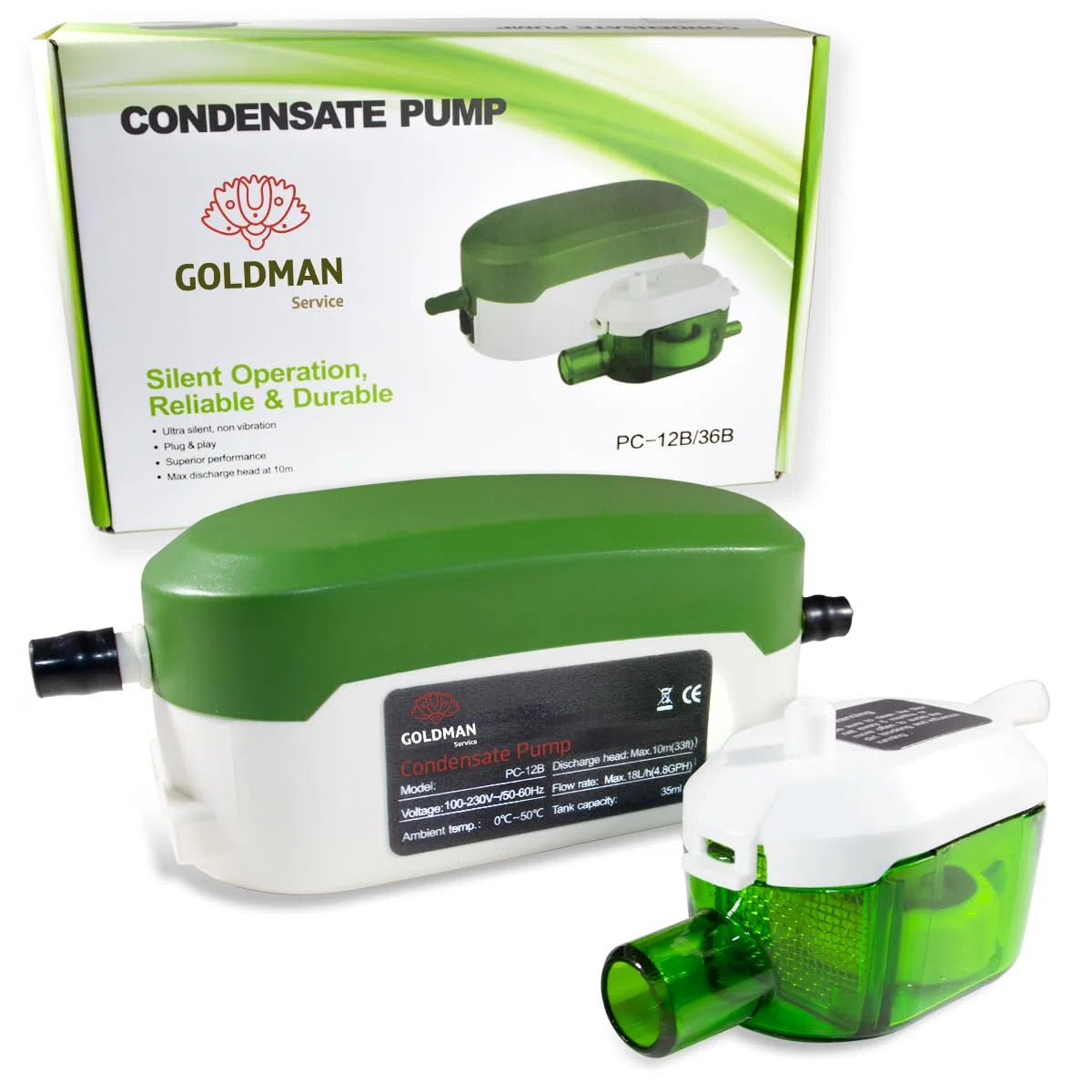 GOLDMAN SERVICE Bomba de Condensado Automática Mini ultra Silenciosa para Drenaje y Desagüe de Agua en Aire Acondicionado Climatizador Split. Flujo 18 Litros/Hora