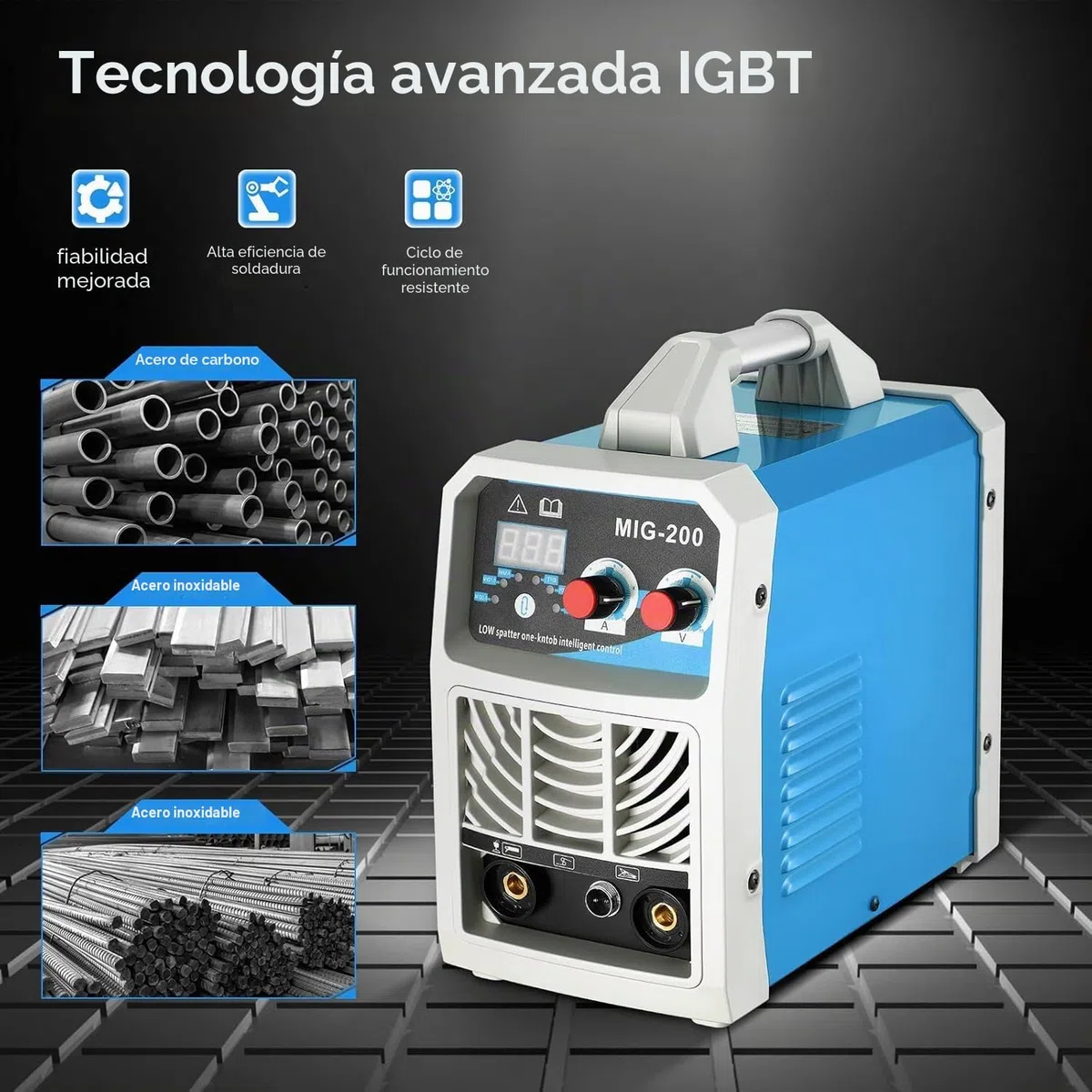 Soldador Inverter 200A 220V ARC/MIG/TIG 3 en 1 Máquina de Soldar IGBT Inverter Soldadora Soldadora Portátil Electrodo Grupo de Soldar, Pinza de Tierra, Máscara, Cepillo