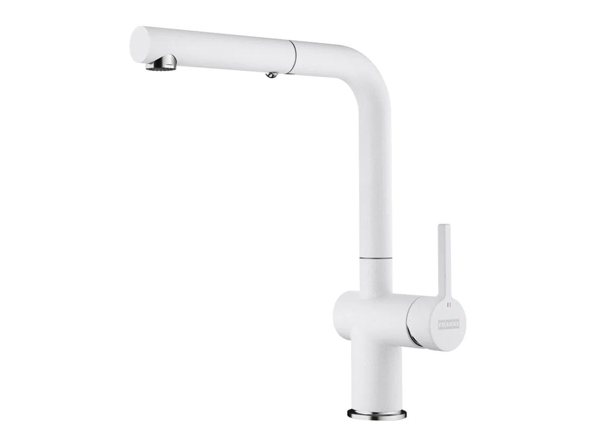 FRANKE 115.0653.387, Grifo del fregadero de la cocina Active L pull out spray, Blanco polar