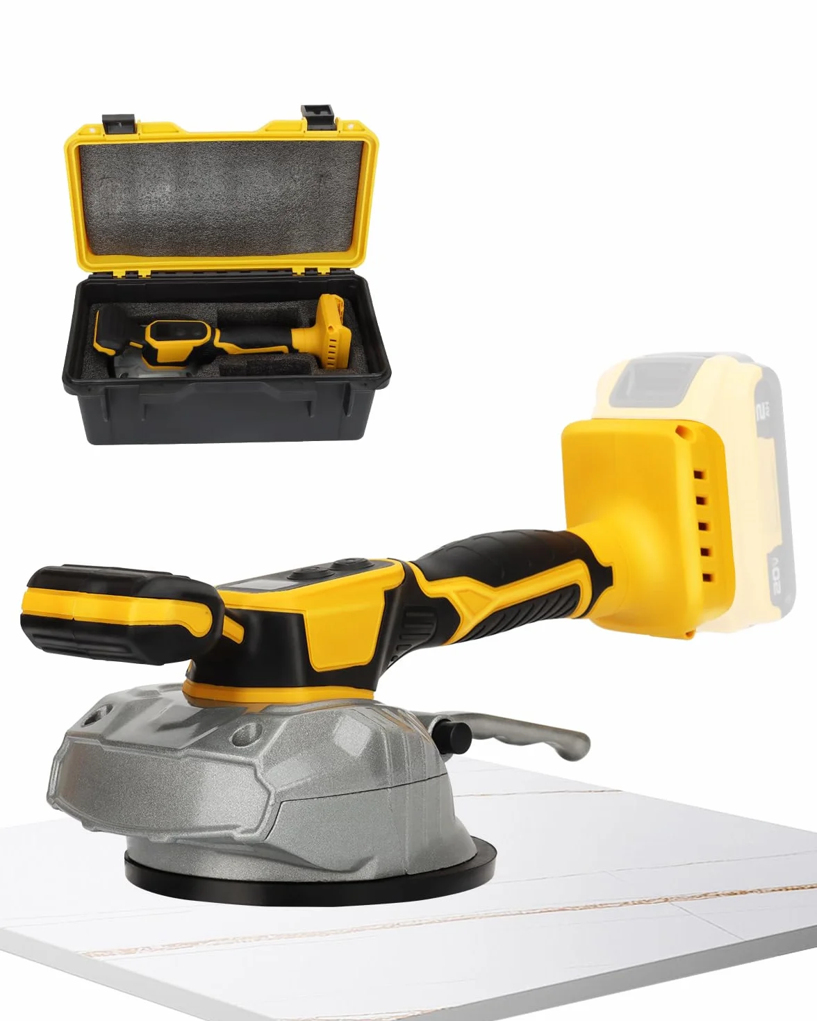 Máquina niveladora de vibración de azulejos para batería Dewalt de 20 V, herramienta de instalación de máquina de vibración de azulejos inalámbrica, herramienta vibradora de 150 W con 8 velocidades,