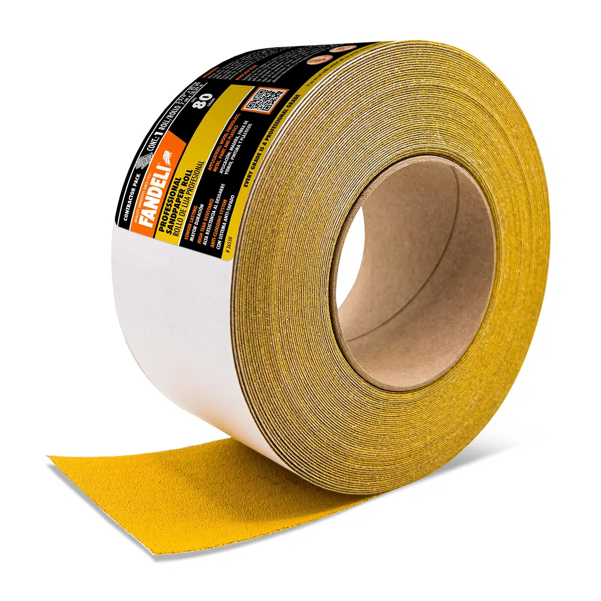 Fandeli | Rollo de Papel de Lija de Larga Duración | Ideal para Lijar Madera | Hoja Continua Autoadhesiva (Grano 80)