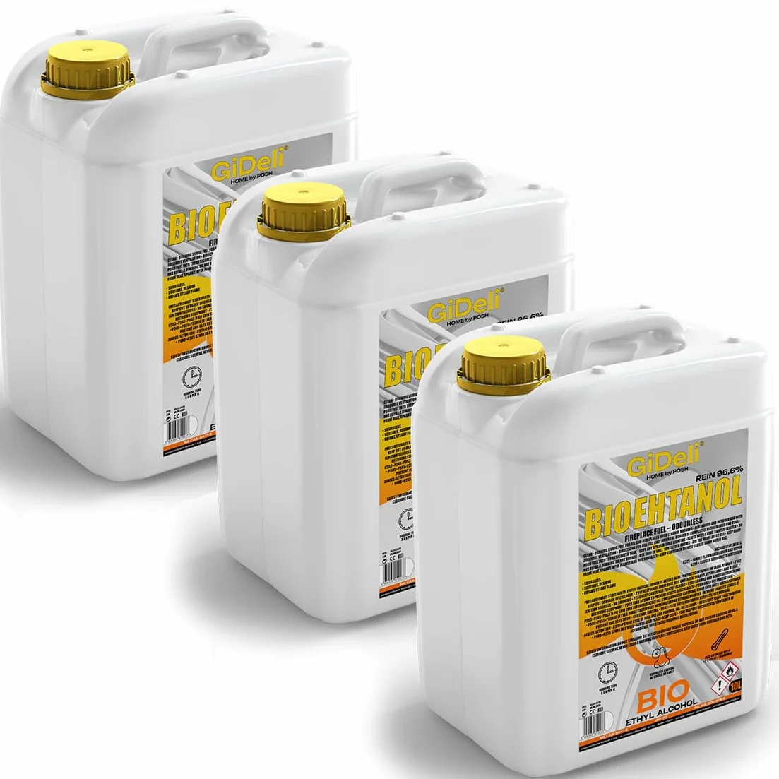 GiDeli bioetanol 30 l inodoro 96,6% etanol para chimeneas interiores y exteriores - De maíz y remolacha azucarera