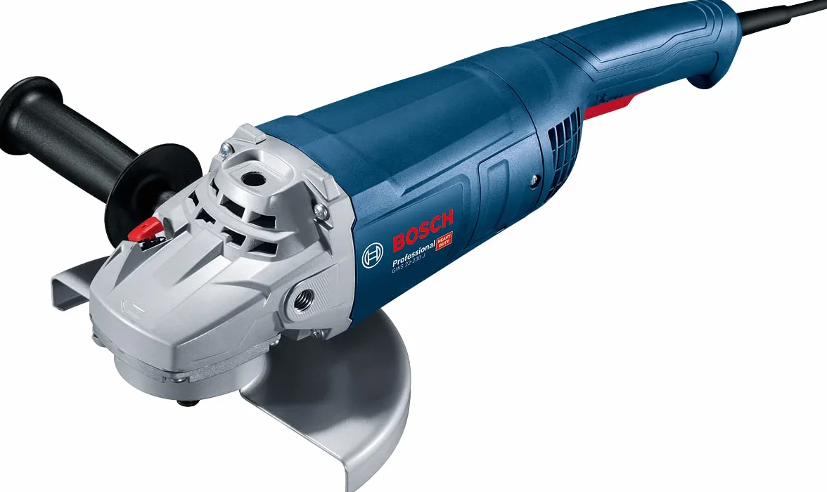 Bosch Professional amoladora angular GWS 22-230 J (potencia 2200 W, incl. llave de dos agujeros, brida, tuerca de apriete, cubierta protectora, empuñadura auxiliar)