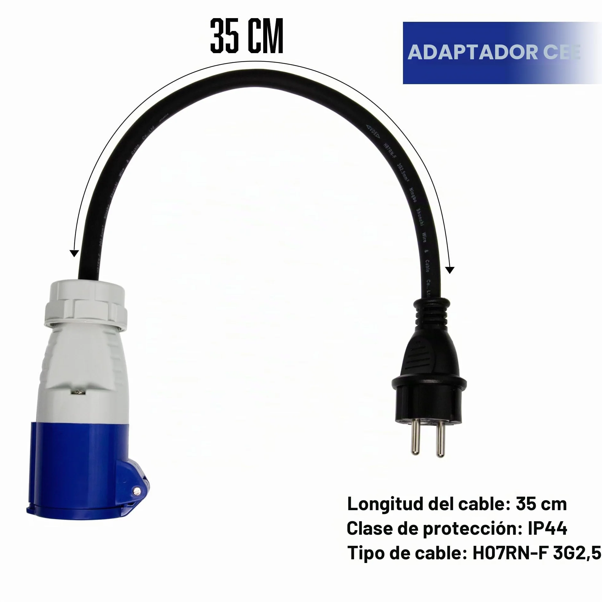 3 adaptadores CEE CEE a Schuko a Enchufe CEE 230V 16A para Camping y autocaravanas