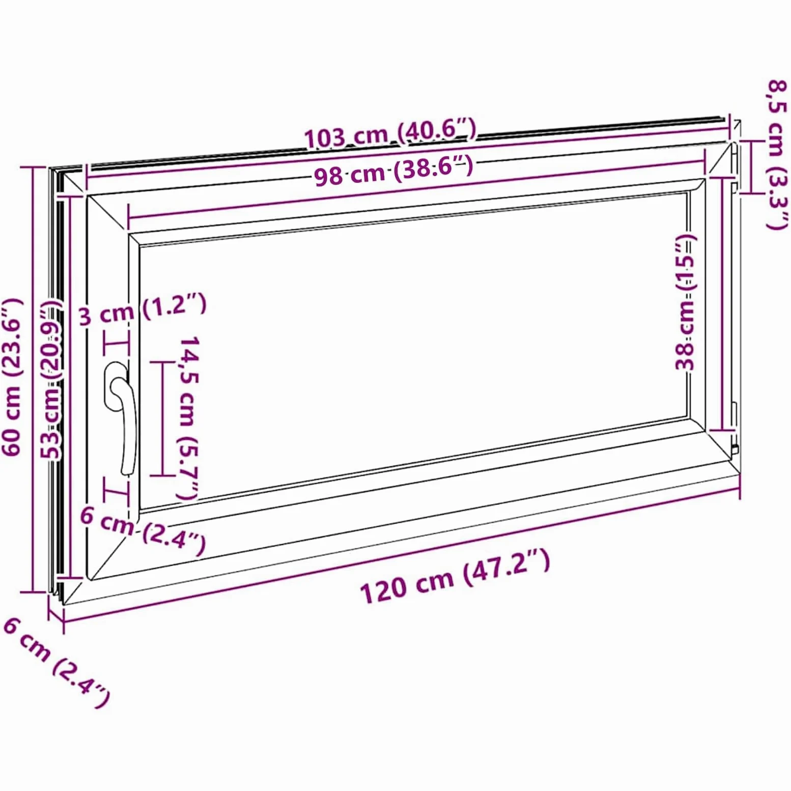 vidaXL Ventana de sótano RISOR 120 x 60 cm PVC y Vidrio Blanco, Sótano, Aislante Térmico Moderno y Duradero para Ventanas Eficientes, Accesorios de Vidrio PVC Aislantes