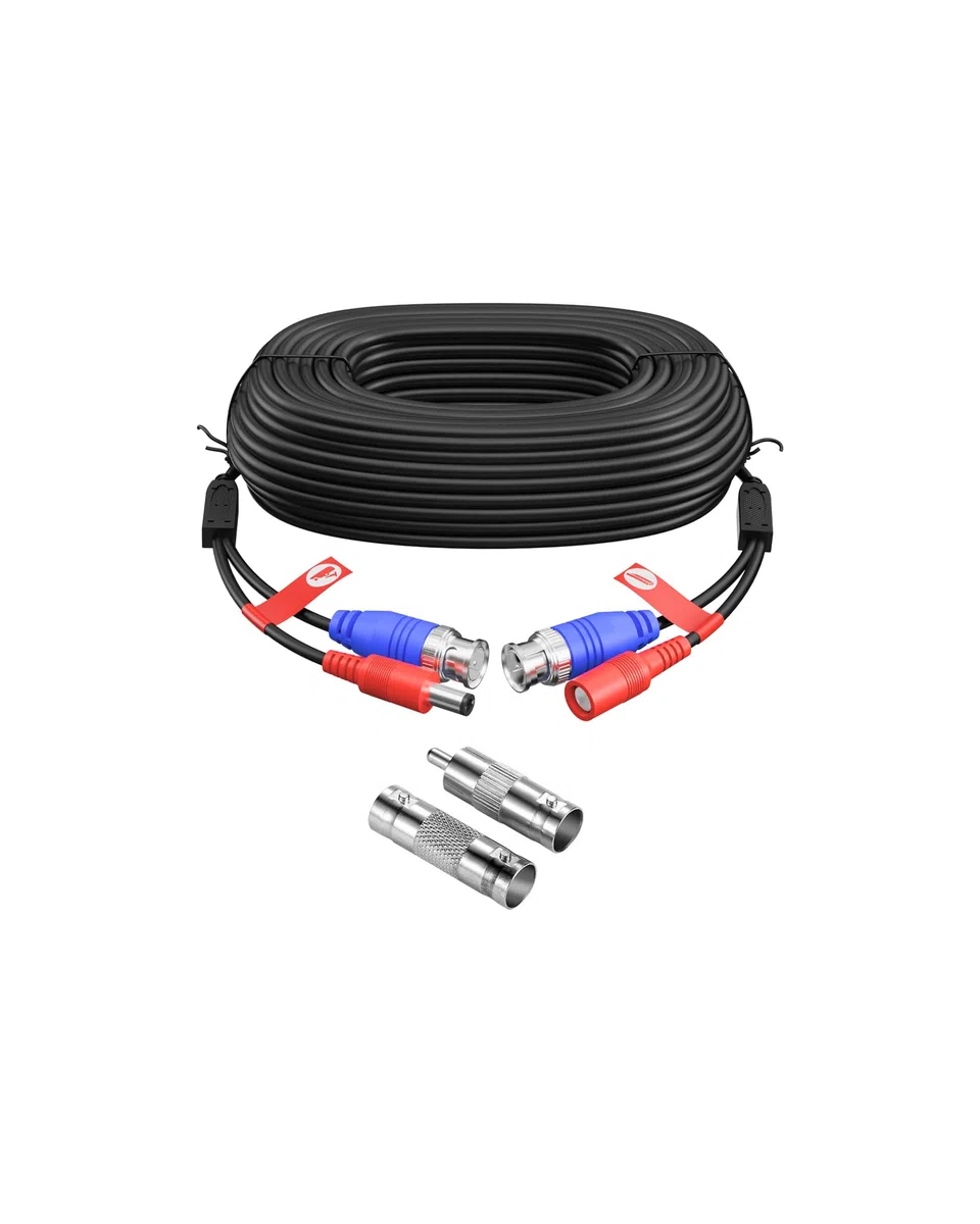 ZOSI Cable de BNC Video y Alimentación de 18,3 Metros para CCTV Kit de Cámara Seguridad Vigilancia DVR (1 Pack Negro)