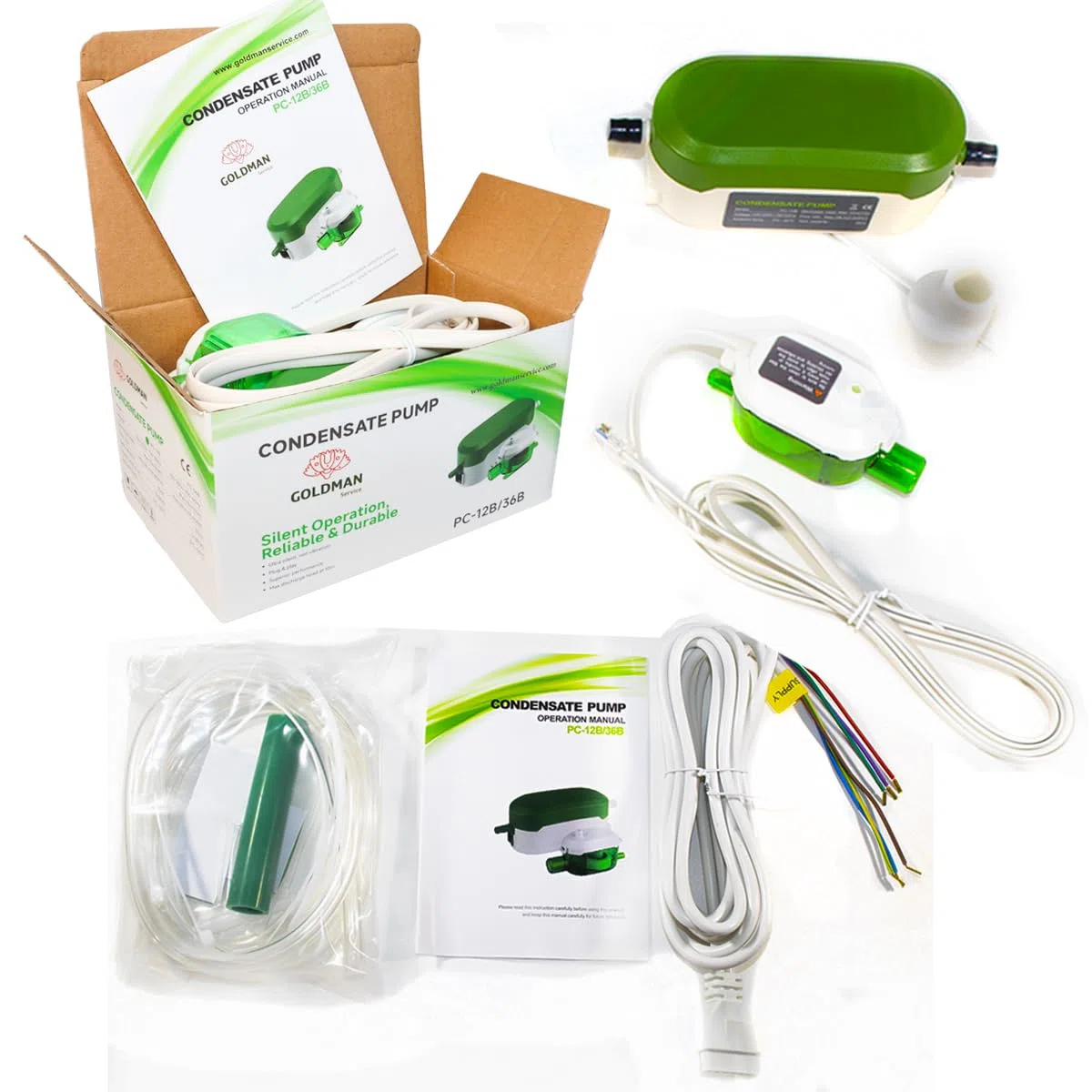 GOLDMAN SERVICE Bomba de Condensado Automática Mini ultra Silenciosa para Drenaje y Desagüe de Agua en Aire Acondicionado Climatizador Split. Flujo 18 Litros/Hora