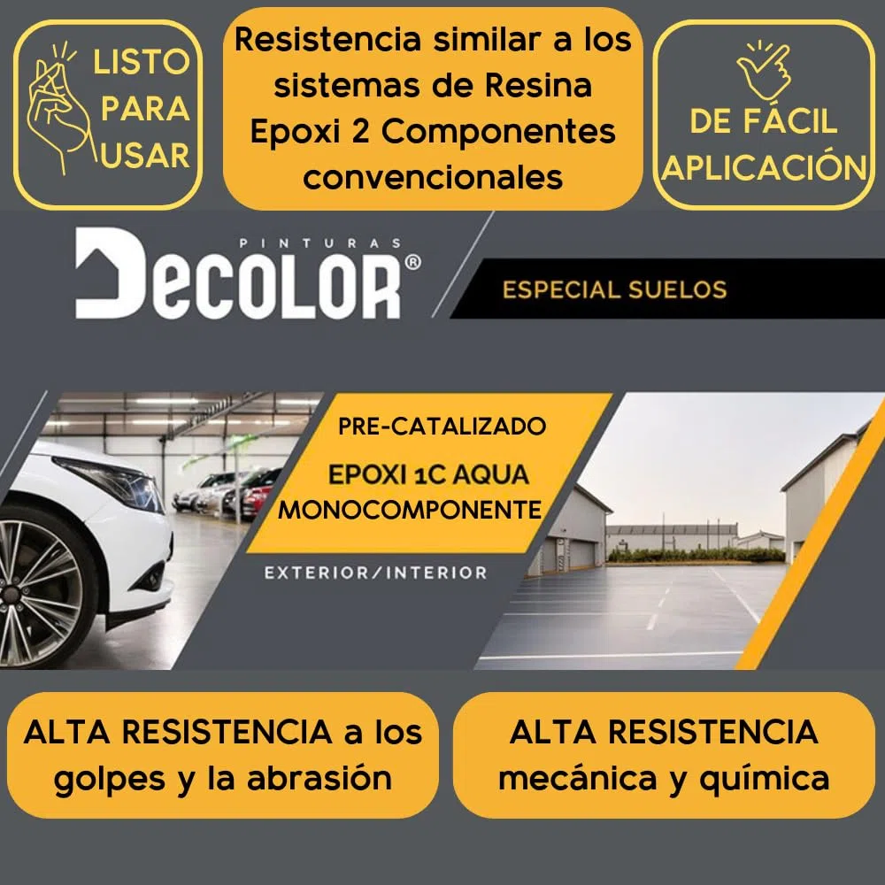 Pintura de Resina Epoxi Monocomponente para Suelos BEIGE, RAL 1001. 4 Ltr. + 2 Imprimación Decokril Rapid 750 ML