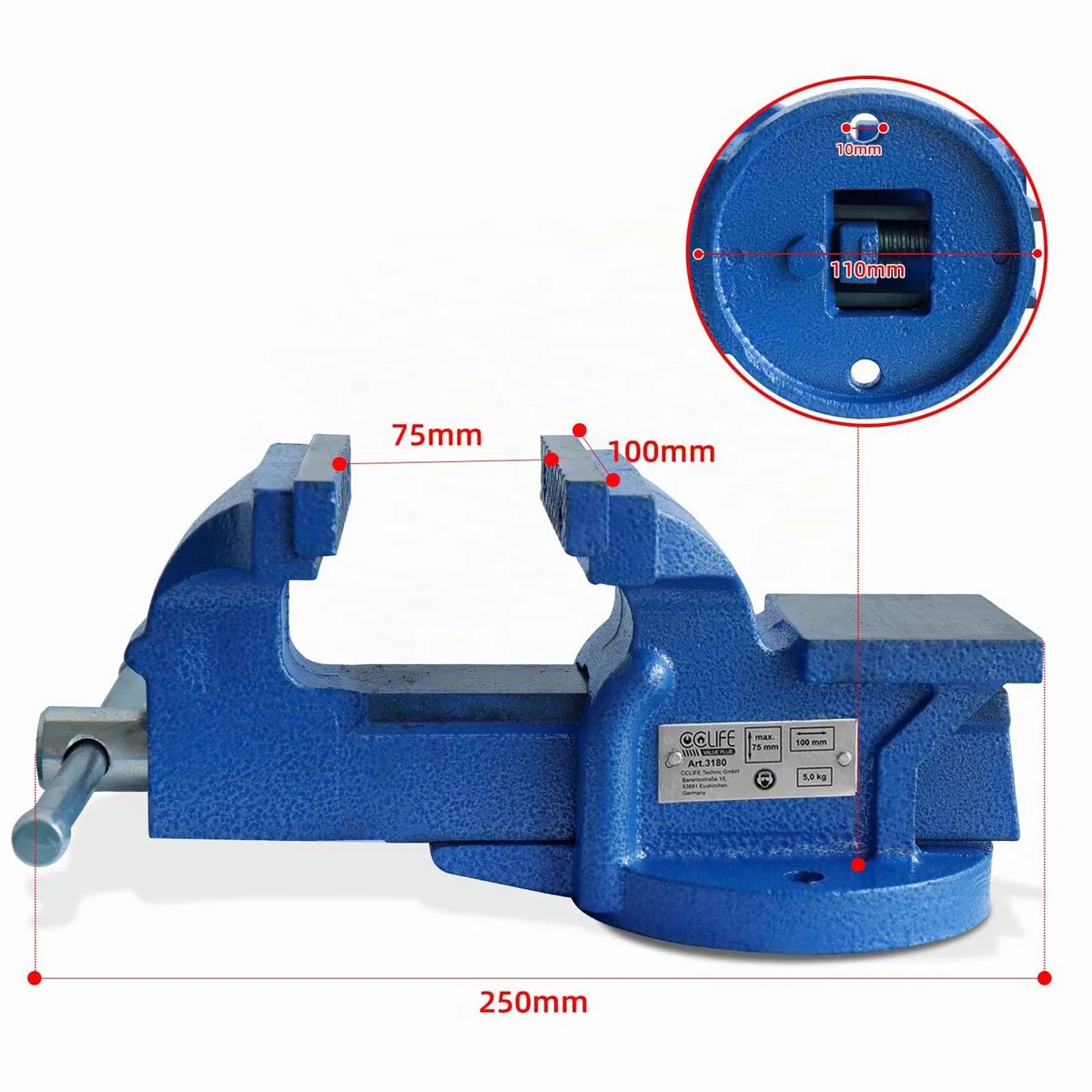 CCLIFE Tornillo de Banco 100mm/125mm Tornillo para Banco de Trabajo