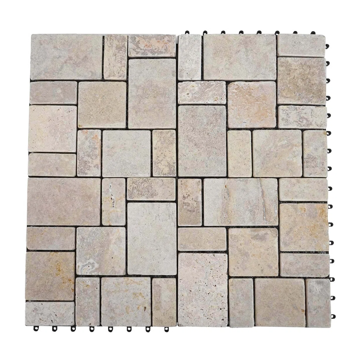 Mendler Stone Tile HWC-K70 - Baldosa para balcón o patio, piedra natural, 11 x 30 x 30 cm = 1 m², color blanco