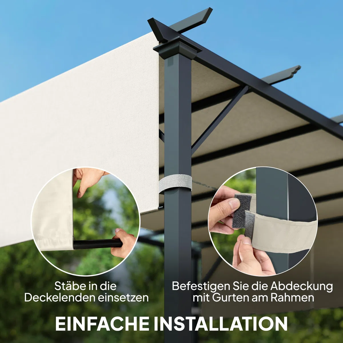 Outsunny Ersatzdach für Pergola 488 x 122 cm mit UV-Schutz, Sonnensegel für Terrassenüberdachung, Ersatz-Dachplane für 3 x 3 m Pavillon