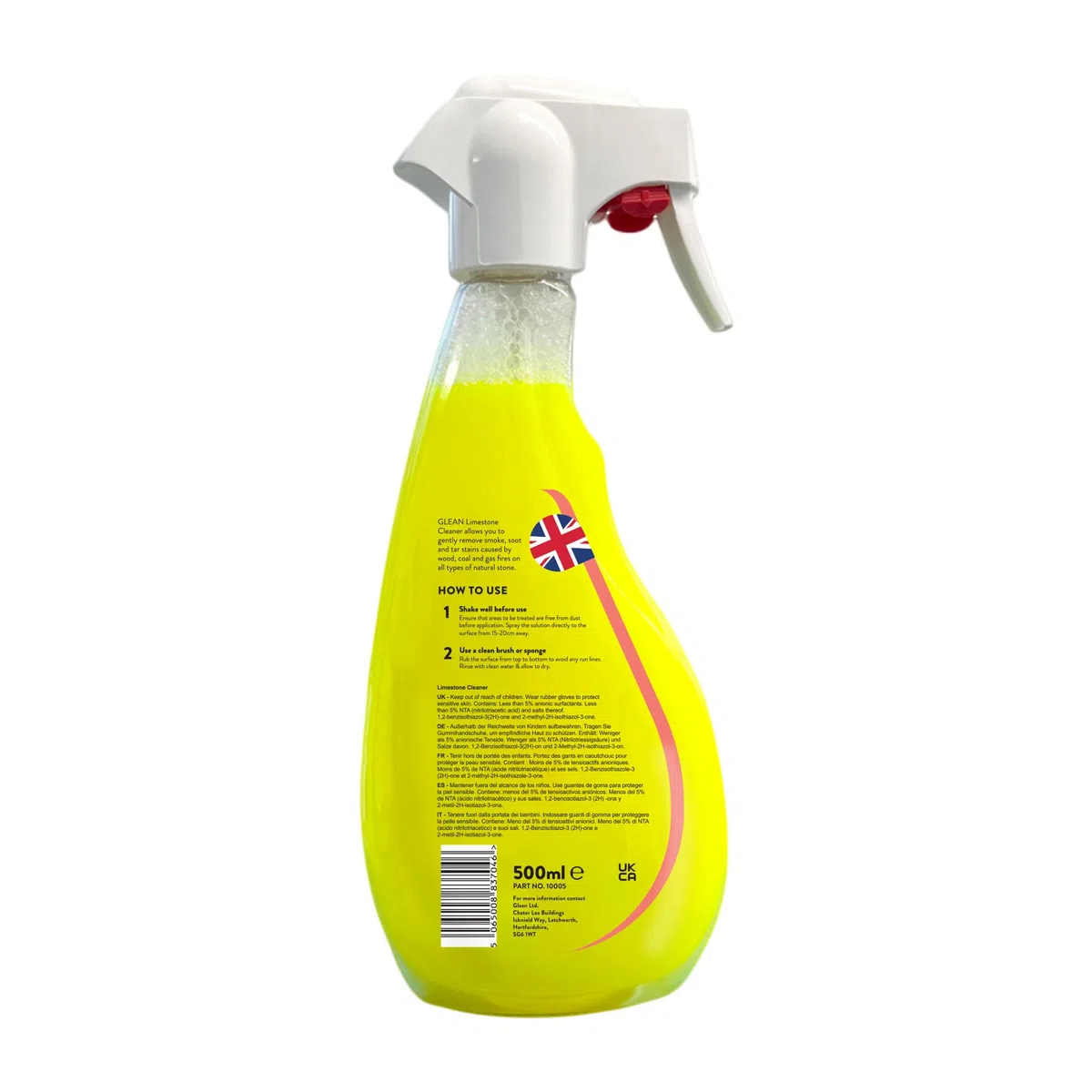 GLEAN Limpiador de Piedra Caliza en Spray - Limpia Manchas de Hollín, Humo, Grasa y Alquitrán 500 ml (Paquete de 1)