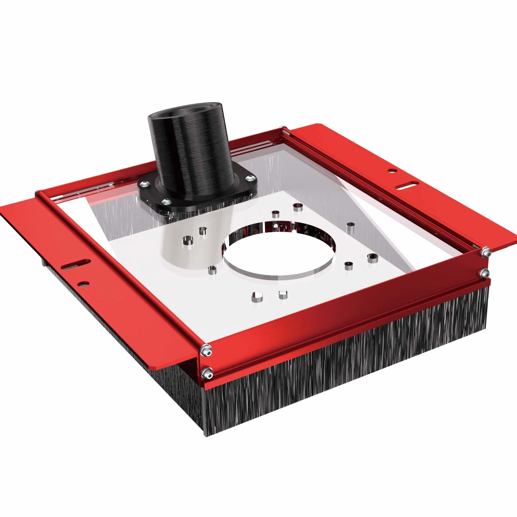 SpeTool Cubierta colectora de polvo para trineo de fresa plana, interfaz de recogida de polvo de 2-15/32 pulgadas, accesorio para aplanar la placa compatible con la mayoría de los routers
