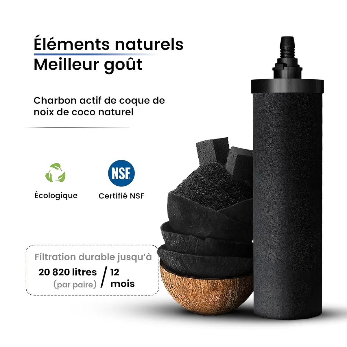 Phoenix Gravity - Sistema de filtración de agua de encimera de 12 litros, certificado NSF, acero inoxidable AISI 304, con 2 cartuchos Smart Carbon y POSTreat, y soporte de madera