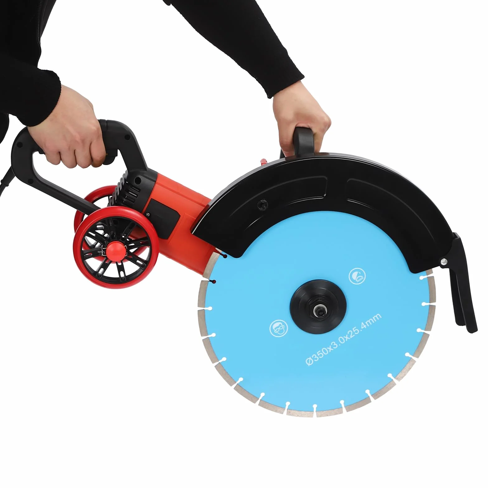 Sierra para hormigón de 4000 W, cortador de pavimentación, sierra de hormigón húmeda/seco, con disco de corte de diamante de 350 mm, para cortar granito, ancho de ranura