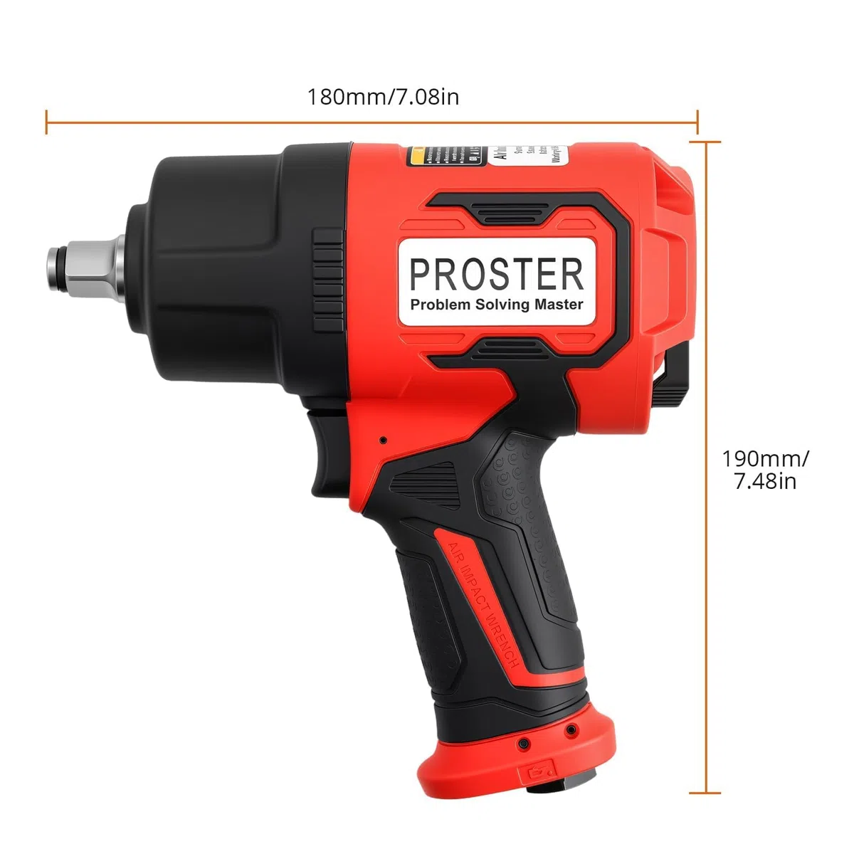 Proster Llave de Impacto Neumática Pistola de Impacto 1/2" Atornillador de Impacto Neumática 1600ft-lb/2170N.m con 8 Llaves de Vaso 13-24mm para Uso en Automoción, Talleres y Garajes
