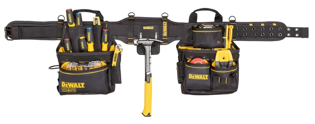 DEWALT - Cinturón para herramientas para profesionales y manitas, ideal para montaje resistente, estándar técnico