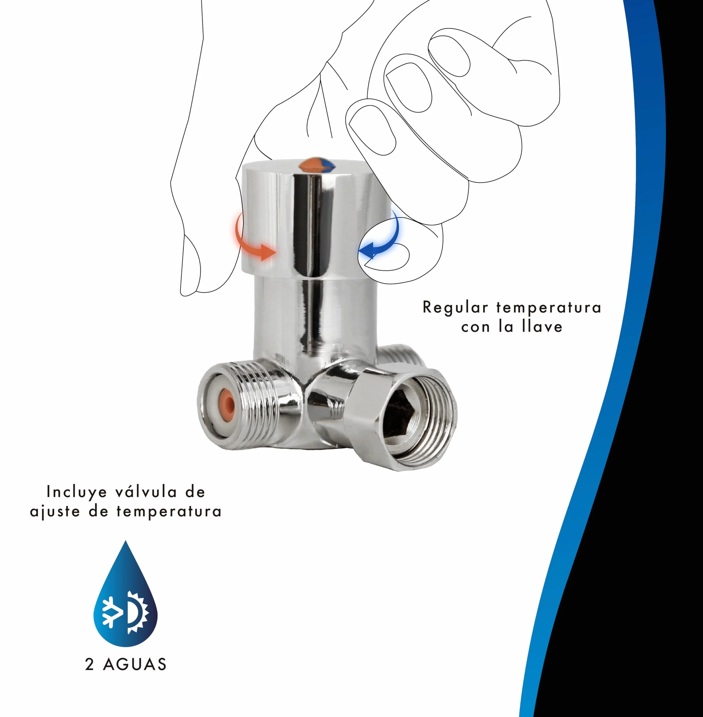 Grifo Electrónico Alto con Sensor, Grifo Automático de 2 Aguas con Sistema Premezclador, Sensor Infrarrojo sin Contacto, Mezclador de Agua Fría y Caliente, Latón Cromado Resistente (2 Aguas)