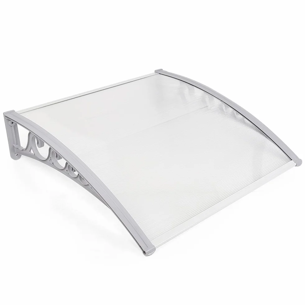 Marquesina para Puerta de Entrada WOD, Plástico, Aluminio, Arco de Escritorio, Transparente, Toldos para Ventanas (80x120cm)