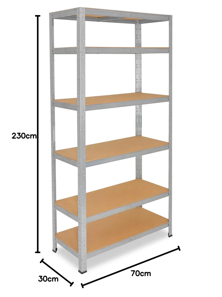 shelfplaza Home 230x70x30 cm Estantería Pesada en galvanizada con 6 baldas y 145 kg de Capacidad de Carga por balda