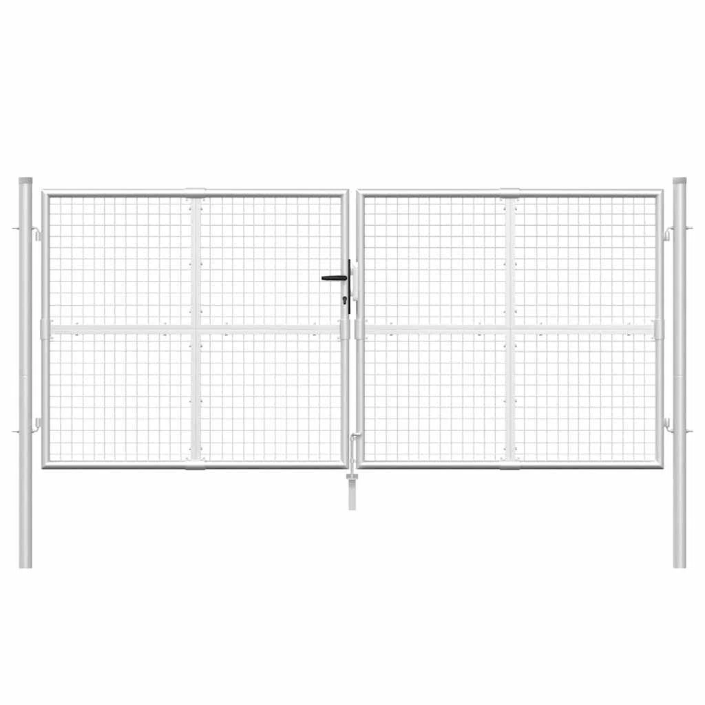 vidaXL Puerta de jardín de Malla Color Plata 300 x 125 cm Acero galvanizado