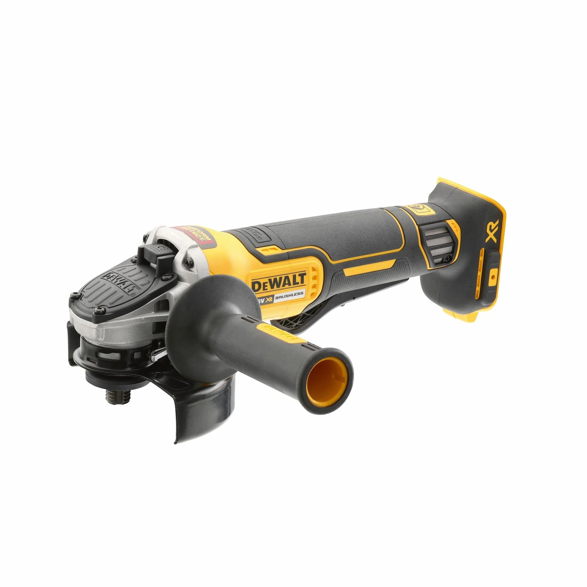 DEWALT DCG406N-XJ, Mini-Amoladora sin escobillas XR 18V 5Ah Li-Ion, Ø125mm, Interruptor Hombre-Muerto, Arranque Suave, Freno, Embrague,Mango lateral de 2 posiciones, Sin cargador/batería