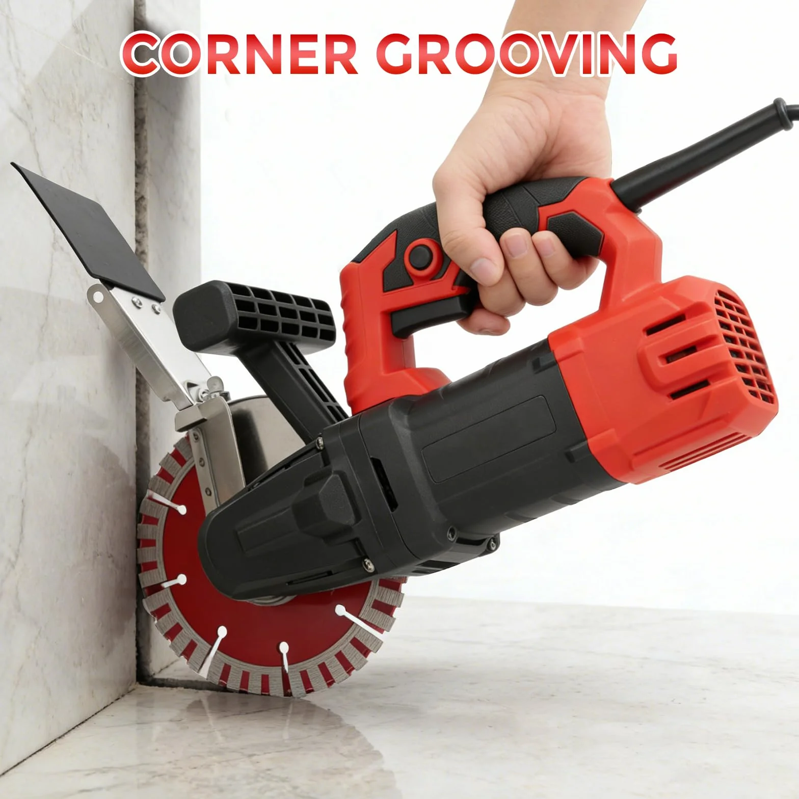 Rozadora de pared con sistema de eliminación de polvo, 1600 W, 7000 RPM, ancho de corte máximo de 35 mm, profundidad de canal de 40 mm, con 2 discos de corte de 133 mm