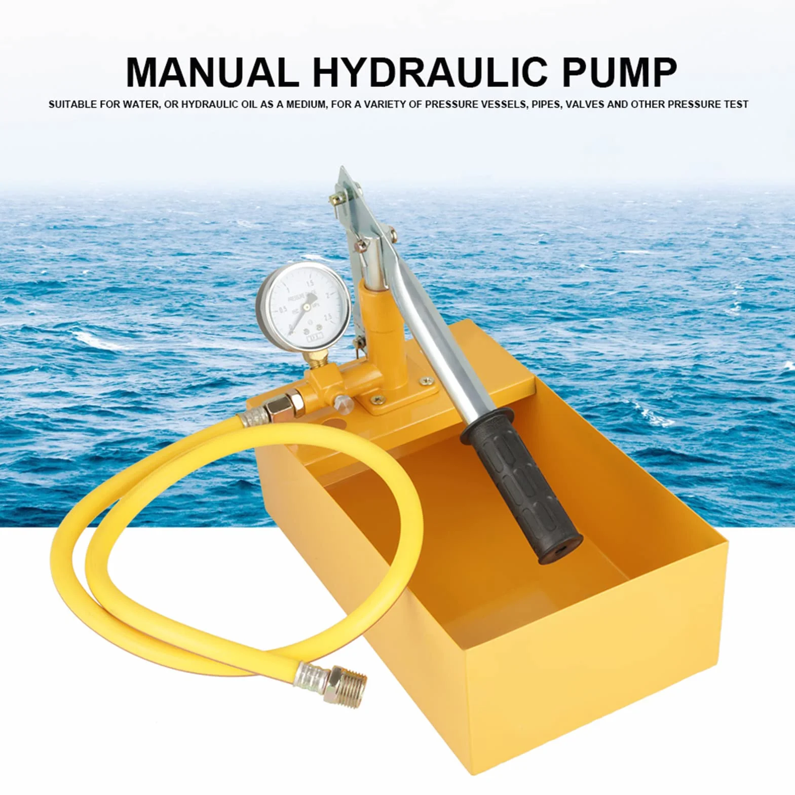 Bomba de Prueba de Presión de 362 PSI, Kit de Prueba de Presión de Agua Manual Hidráulica, Bomba Hidráulica con Manómetro, Bomba de Prueba Hidrostática de 25 Kg para Válvulas de Tubería