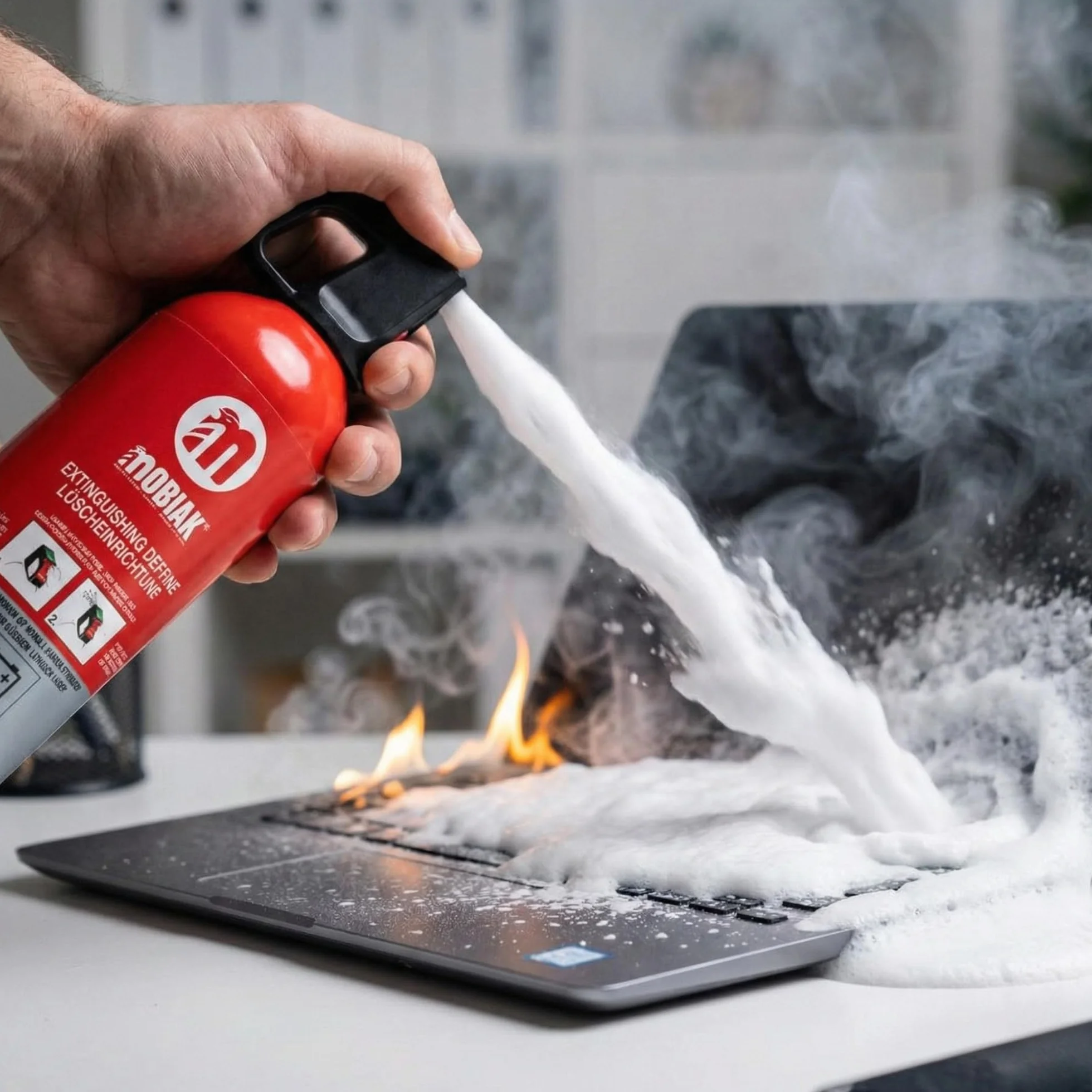 Extintor sin flúor 750 ml eléctrico | Seguro para la Piel | para baterías de Litio, E hasta 1000V | Extintor para casa, Extintores Coche, Barco