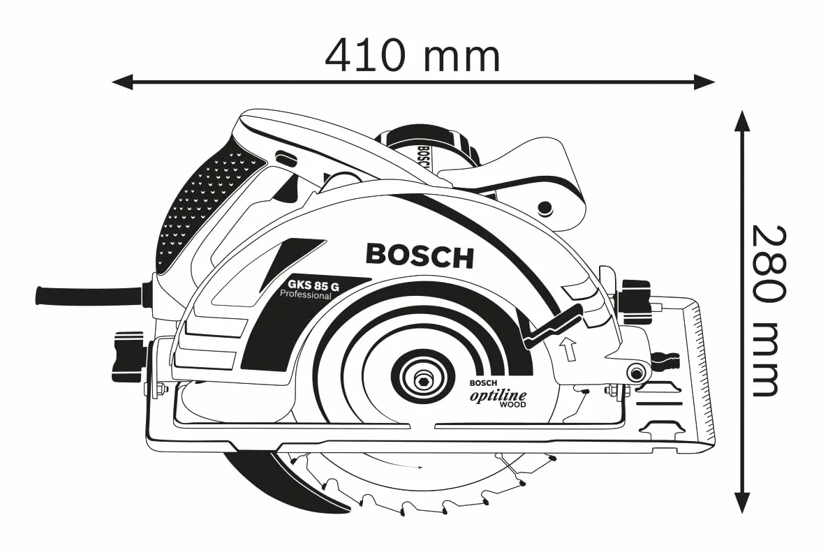 Bosch Professional sierra circular GKS 85 G (incl. 1 disco de sierra, Optiline Wood, 235 x 30/25 x 2,8 mm, 24, llave Allen SW 5, adaptador de vacío)