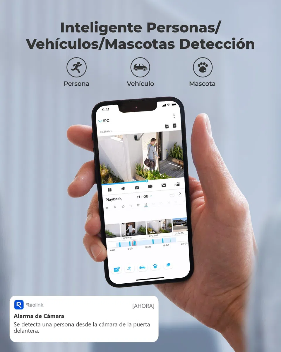 Reolink 12MP Camara IP PoE Exterior con Foco, Camara Vigilancia con Detección de Personas/Vehículos/Pets, Visión Nocturna en Color, Audio Bilateral, Lapso de Tiempo y Alerta de Movimiento, RLC-1212A