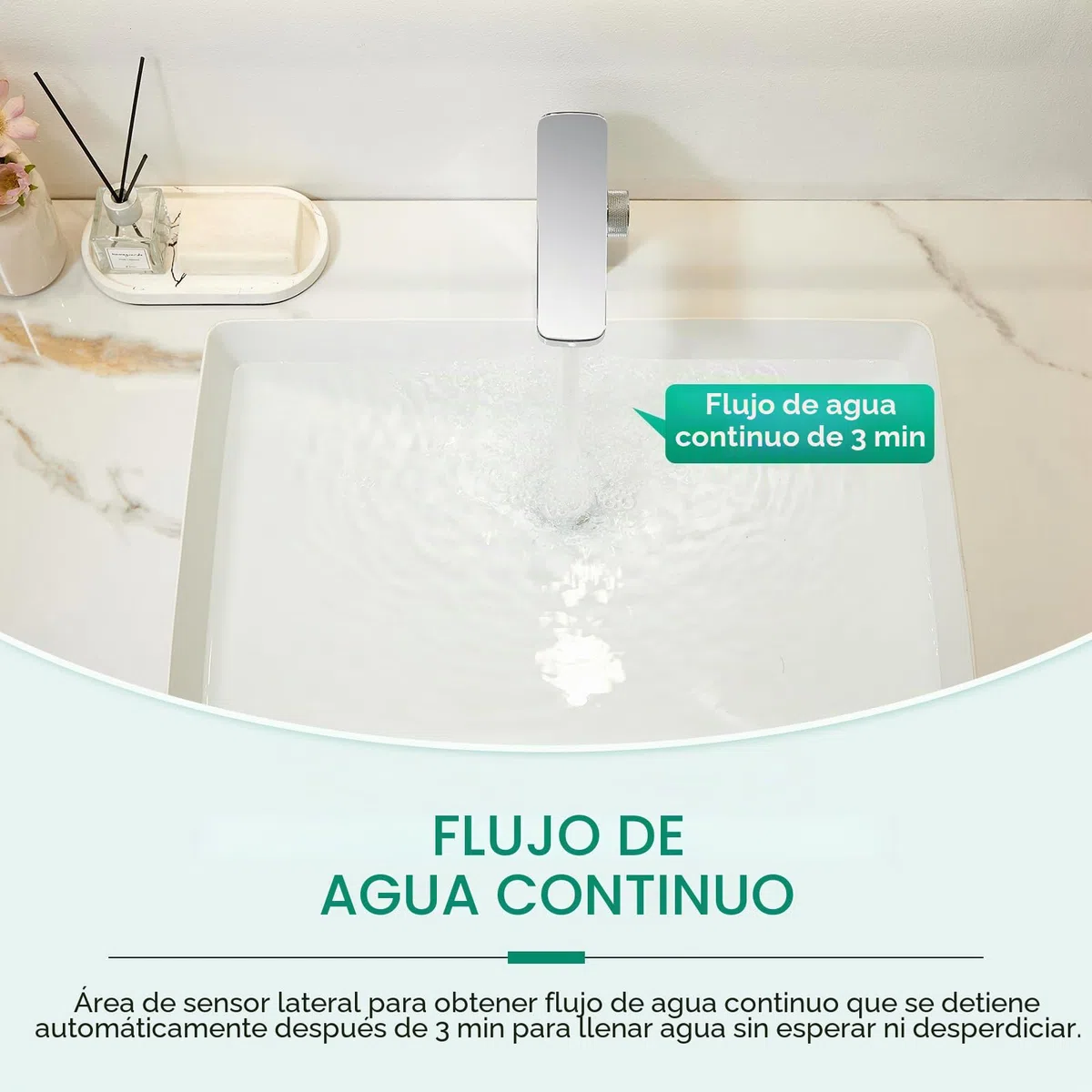 CREA Grifo Baño con Sensor Automático, Grifo Lavabo con Automático Infrarrojo, Grifo Mezclador Sensor, Moderno Grifo Baño Lavabo Automático, Grifo Monomando Inteligente, Cromo