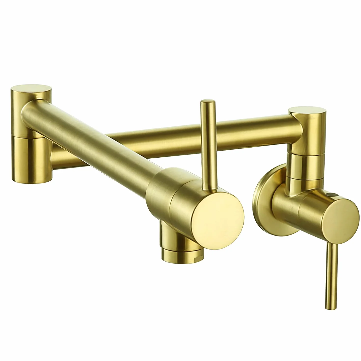 Grifos plegables para llenado de ollas, grifo de cocina de latón macizo, brazo oscilante plegable, oro cepillado, moderno, grifo de fregadero de cocina, plegable, elástico, con un solo