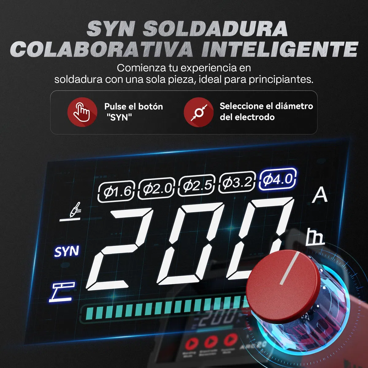 ARCCAPTAIN Soldador Inverter de 200 A con Pantalla LED Grande, Maquina de Soldar TIG ARC/Lift con Control sinérgico, Inversor IGBT, 230V Grupo de Soldar MMA con Hot Start, Arc Force
