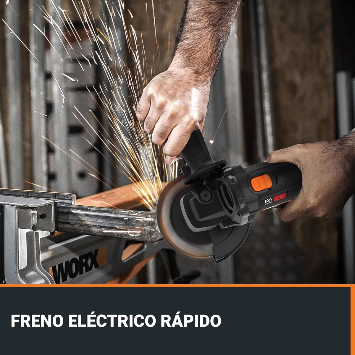 WORX WX814.9 Amoladora Angular 20V 125mm Sin Batería, Velocidad Variable 3000-8600rpm, Anti-Retroceso, Freno Eléctrico y Arranque Suave
