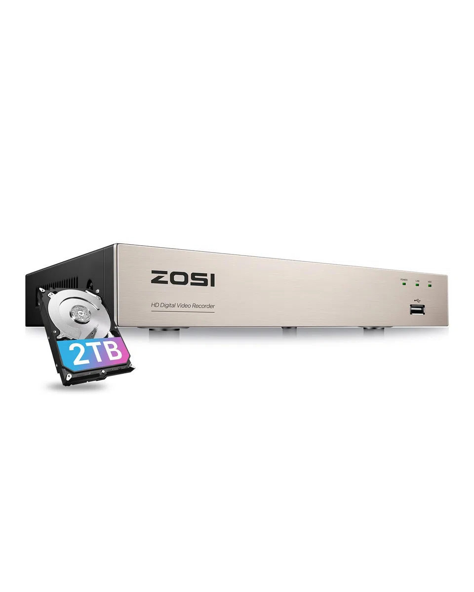 ZOSI 5MP Lite DVR 8 Canales H.265+ 1080p CCTV Grabador, Compatible con Cámaras de Vigilancia AHD/TVI/CVI/CVBS, con Acceso Remoto, Alarma de Movimiento, 2TB Disco Duro