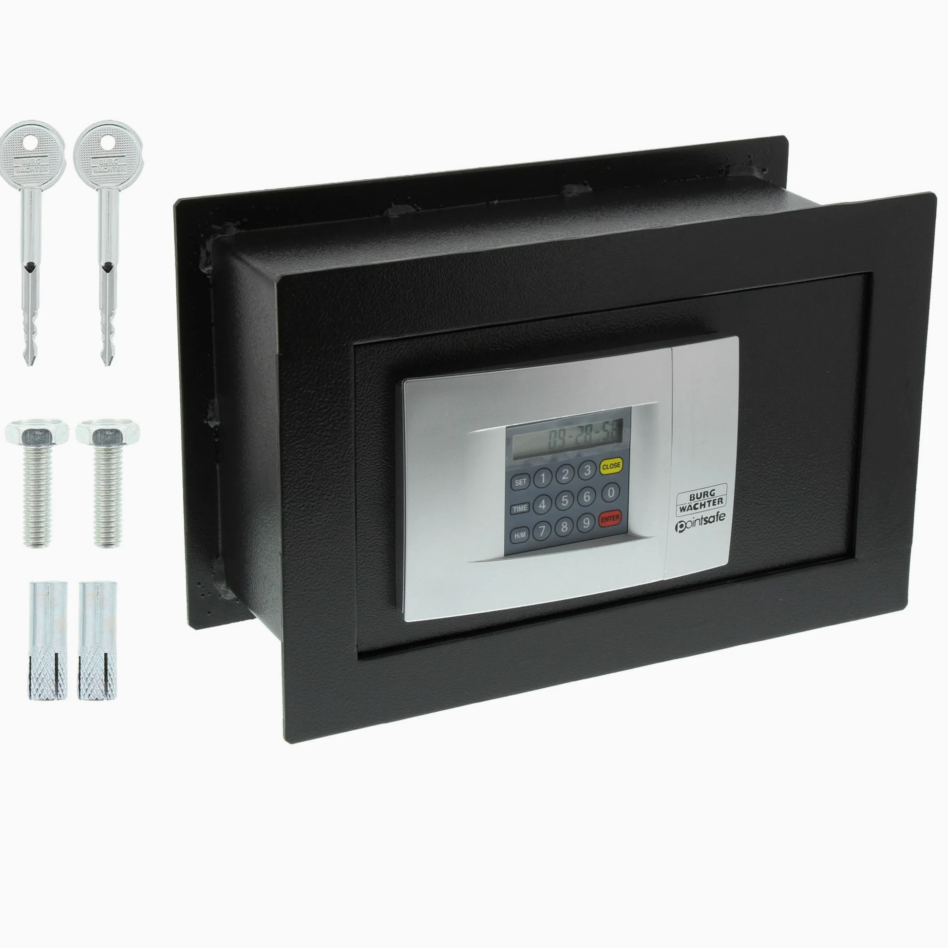 BURG-WÄCHTER Caja fuerte con cerradura electrónica, Point Safe, Empotrable, 4,5 l, 9,4 kg, PW 2 E, Negro